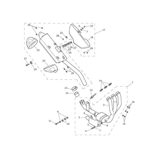Système d'Échappement Tiger 800 XC (VIN jusqu'au 674841) Micro-Fiche